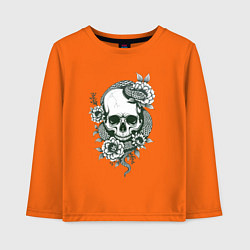 Лонгслив хлопковый детский Змея на черепе, цвет: оранжевый