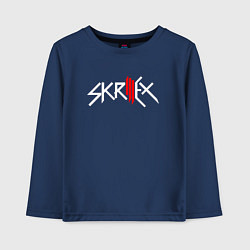 Лонгслив хлопковый детский Skrillex - logo, цвет: тёмно-синий