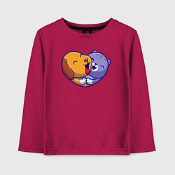 Лонгслив хлопковый детский Dog cat love, цвет: маджента