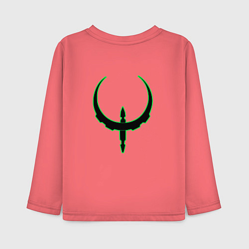 Детский лонгслив Чёрно-зелёный знак quake / Коралловый – фото 2