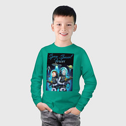 Лонгслив хлопковый детский Rick and Morty - space special forces, цвет: зеленый — фото 2