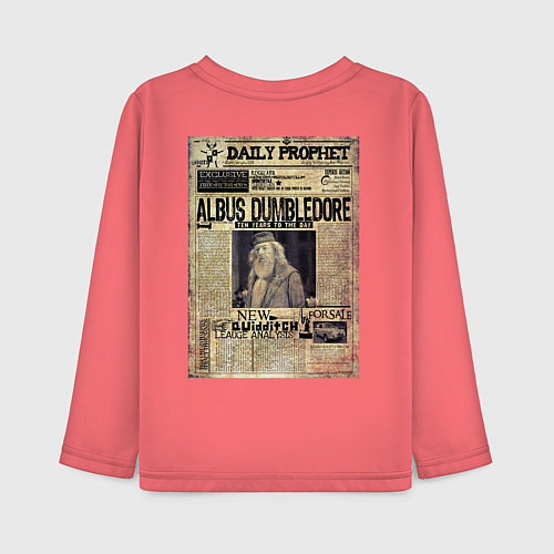 Детский лонгслив Гарри Поттер Ежедневный пророк / Коралловый – фото 2