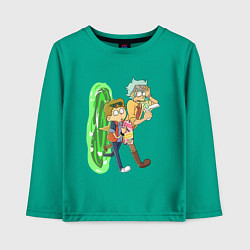 Лонгслив хлопковый детский Рик и морти назад в будущее, цвет: зеленый
