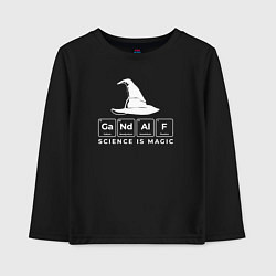 Лонгслив хлопковый детский Gendalf science is magic, цвет: черный