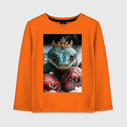 Лонгслив хлопковый детский Новогодняя змея королева, цвет: оранжевый