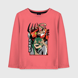 Лонгслив хлопковый детский Человек-бензопила Пауэр пила, цвет: коралловый