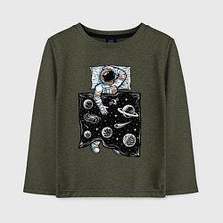Лонгслив хлопковый детский Космический сон, цвет: меланж-хаки