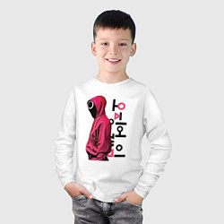 Лонгслив хлопковый детский Squid game soldier, цвет: белый — фото 2