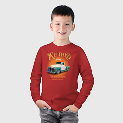Лонгслив хлопковый детский Ретро гараж и автомобиль Chevrolet Thriftmaster, цвет: красный — фото 2