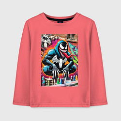 Лонгслив хлопковый детский Веном сидит на кортах - граффити, цвет: коралловый