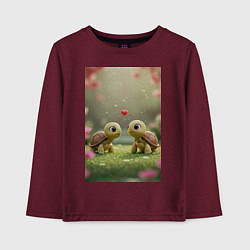 Лонгслив хлопковый детский Влюбленные черепашки, цвет: меланж-бордовый