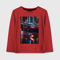 Детский лонгслив Суперкар и неон