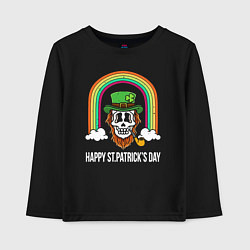 Лонгслив хлопковый детский Happy St Patricks day - skull, цвет: черный