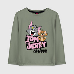 Лонгслив хлопковый детский Tom and Jerry, цвет: авокадо