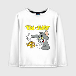 Лонгслив хлопковый детский Том и Джерри - кот и мышь, цвет: белый
