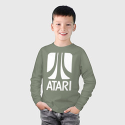 Лонгслив хлопковый детский Atari logo white, цвет: авокадо — фото 2