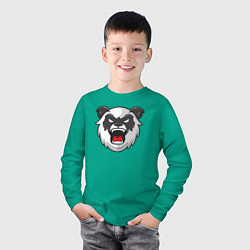 Лонгслив хлопковый детский Angry panda, цвет: зеленый — фото 2