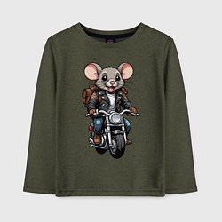 Лонгслив хлопковый детский Biker mice, цвет: меланж-хаки