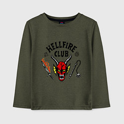 Лонгслив хлопковый детский Stranger things - hellfire club, цвет: меланж-хаки