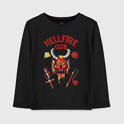 Лонгслив хлопковый детский Stranger things - hellfire club, цвет: черный