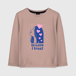 Лонгслив хлопковый детский Верю в любовь, цвет: пыльно-розовый
