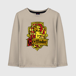 Лонгслив хлопковый детский Hogwarts - gryffindor logo, цвет: миндальный