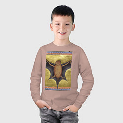Лонгслив хлопковый детский Страдающее средневековье летучая мышь мем, цвет: пыльно-розовый — фото 2