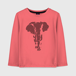 Лонгслив хлопковый детский Африканский слон пуантель, цвет: коралловый