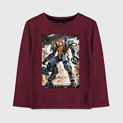 Детский лонгслив Девушка управляет огромным мехом