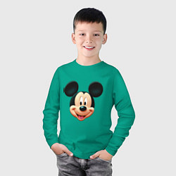 Лонгслив хлопковый детский Mickey mouse head, цвет: зеленый — фото 2