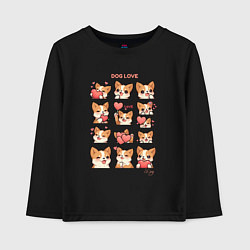 Лонгслив хлопковый детский Милая собачка с сердечками, цвет: черный