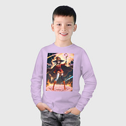 Лонгслив хлопковый детский Мегумин колдует взрывную магию, цвет: лаванда — фото 2