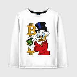 Лонгслив хлопковый детский Duck tales - Scrooge bitcoin, цвет: белый