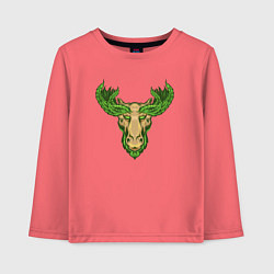 Лонгслив хлопковый детский Nature deer, цвет: коралловый