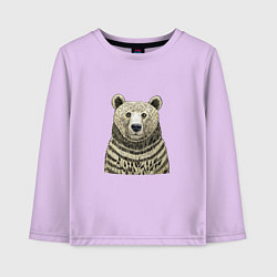 Лонгслив хлопковый детский Медведь лесной, цвет: лаванда
