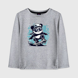 Лонгслив хлопковый детский Панда - крутой скейтбордист, цвет: меланж