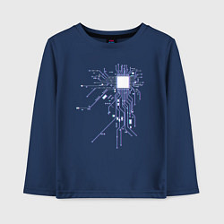 Лонгслив хлопковый детский Сердце хакера, цвет: тёмно-синий