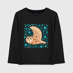 Лонгслив хлопковый детский Летящая сова, цвет: черный