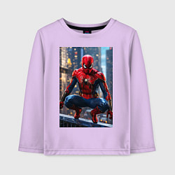 Лонгслив хлопковый детский Человек-паук на страже, цвет: лаванда