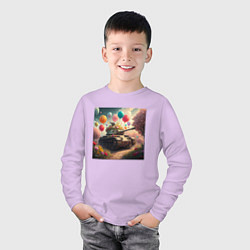 Лонгслив хлопковый детский Мужской праздник, цвет: лаванда — фото 2