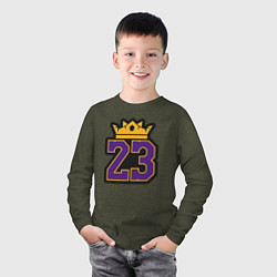 Лонгслив хлопковый детский King Lebron James, цвет: меланж-хаки — фото 2