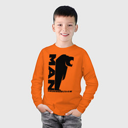 Лонгслив хлопковый детский MAN дальнобойщик чёрный логотип, цвет: оранжевый — фото 2