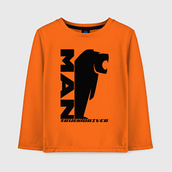 Лонгслив хлопковый детский MAN дальнобойщик чёрный логотип, цвет: оранжевый