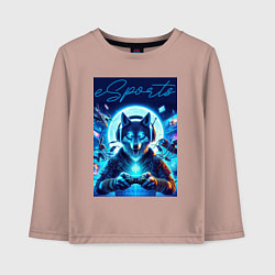 Лонгслив хлопковый детский Волчара - крутой геймер, цвет: пыльно-розовый