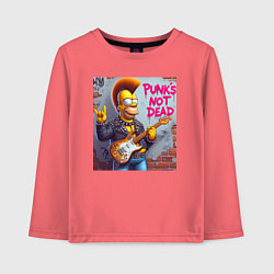 Лонгслив хлопковый детский Homer Simpson - punks not dead, цвет: коралловый