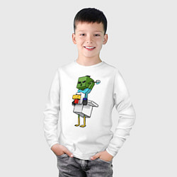 Лонгслив хлопковый детский Chicken Jockey, цвет: белый — фото 2