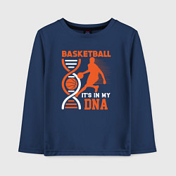 Лонгслив хлопковый детский Баскетбол у меня в днк, цвет: тёмно-синий