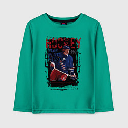 Лонгслив хлопковый детский Лучший хоккеист Уэйн Гретски, цвет: зеленый