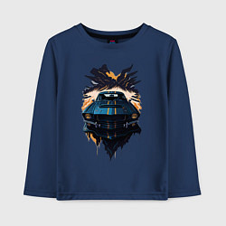 Лонгслив хлопковый детский Мустанг, цвет: тёмно-синий