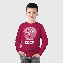 Лонгслив хлопковый детский Герб СССР - Союз Советских Социалистических Респуб, цвет: маджента — фото 2